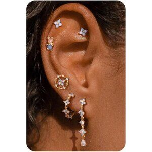 Sterling Silver Post Earrings for Women - Hypoallergenic Cartilage Earrings Dain